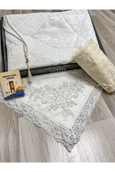 AYHANHOME 5 Piece Velvet Laced Bridal Groom Set - With Dowry Bundle Box