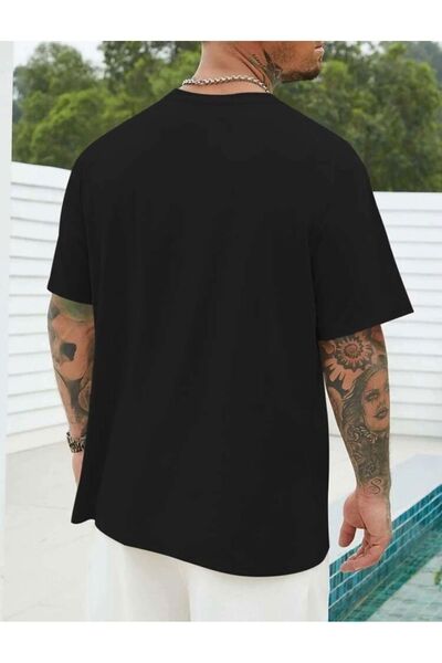 BETİLİNA Black Vertical Printed Oversize Tshirt