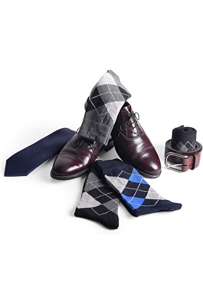 Gürhan Çorap Мъжки памучни чорапи до глезена с карирани шарки - 6 чифта