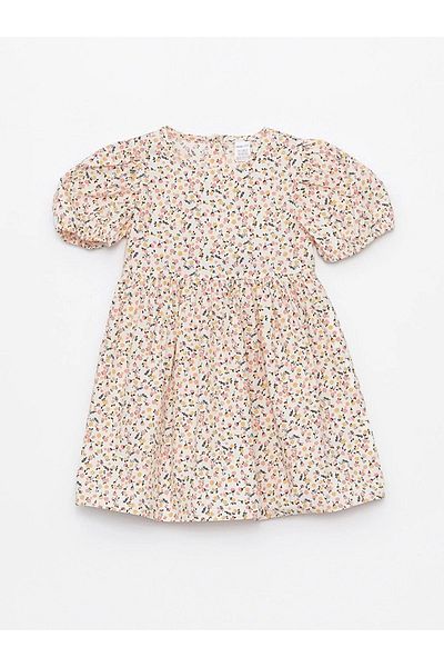 LC Waikiki LCW ECO Crew Neck Short Sleeve Printed Baby Girl Dress