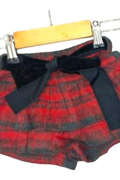 Çikoby Baby Girl Woven Checked Belted Shorts Skirt