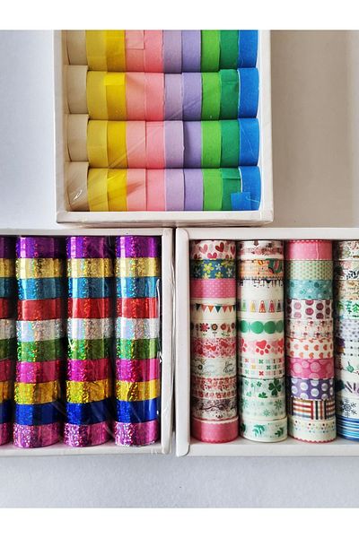 Modellino 30 Pack Tape - 10 Patterned Tape + 10 Glitter Tape + 10 Hologram Tape