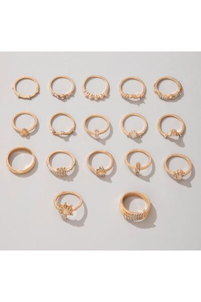 Girift Vintage Alaçatı Stili 17 Adet Eklem Ve Yüzük Seti