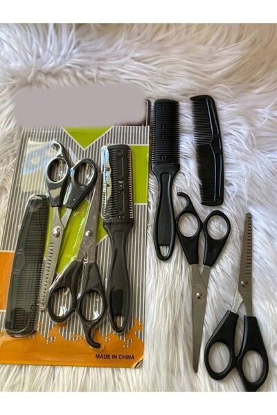 RELATOS 4 Parça Berber - Kuaför Seti ( Ara Makas - Tarak- Jiletli Tarak- Makas ) Saç Sakal Kesme Kısaltma
