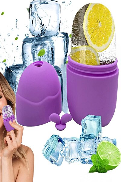 RELATOS Silikon Buz Rulosu Buz Topu Kalıbı Kapaklı Yüz Buz Uygulama Masajı Cilt Bakım Kalıbı