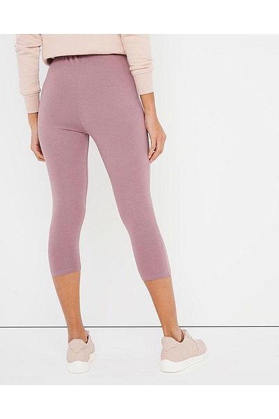 Yabgu Women's Large Size High Waist Capri Tights Dusty Rose