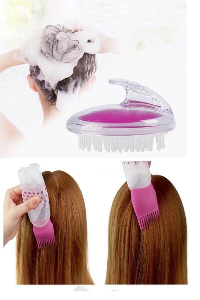 RELATOS 2li set Hazneli Silikon Duş Saç Yıkama Masaj Aleti - Taraklı Saç Boya...