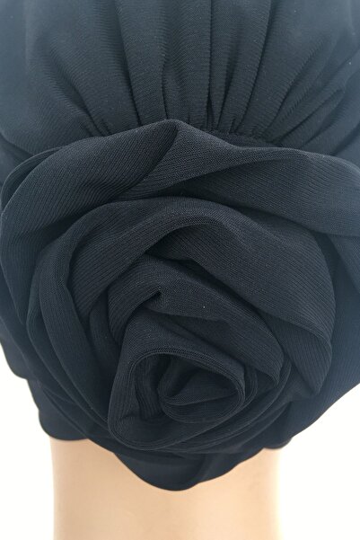 Vera Bonnet Ready Turban Rose Knot - Black
