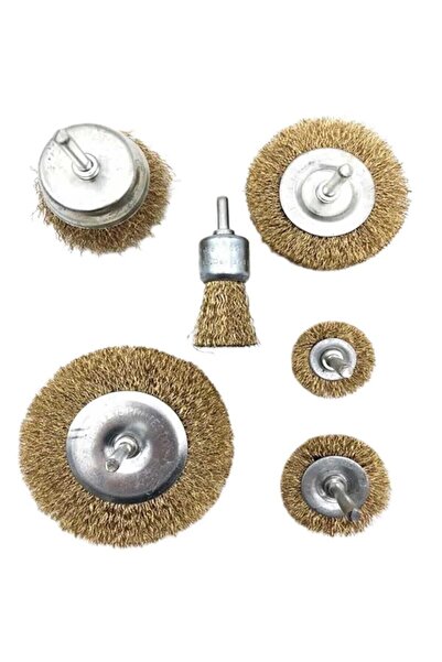 RELATOS Matkap Ucuna Takılan Pimli Tel 6 Lı Fırça Seti Pas Yağ Kir Boya Yapış...