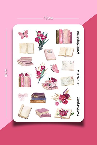 One Little Happiness Soft Kitap Temalı Sticker Seti | Bullet Journal Sticker ...