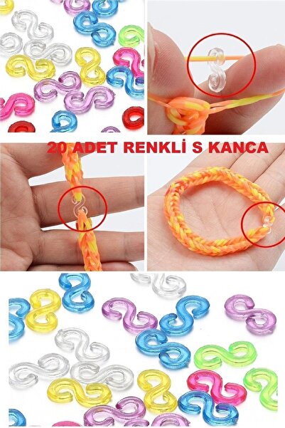 RELATOS 20 Adet Akrilik S Kanca -renkli Lastik Bileklik -toka Dıy Takı Yapımı...