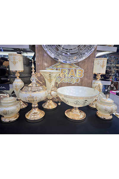 Camilla 7 Parça Krem Renk Lüks Konsol Seti Aksesuar Seti