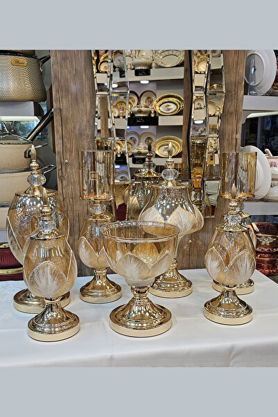 Camilla 7 Parça Bal Rengi Lüks Konsol Seti Aksesuar Seti