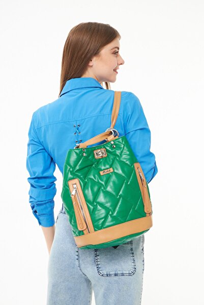 Morpelikan Πράσινο Καπιτονέ - Γυναικείο Σακίδιο Πλάτης με Κορδόνι