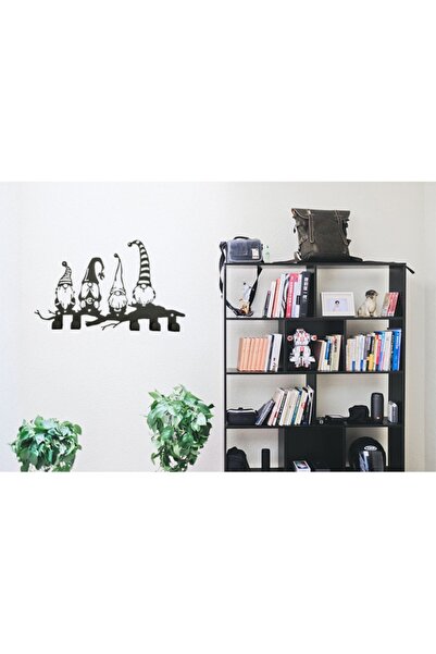 risingmaber Dekoratif Siyah Cüce Desenli Metal Anahtar Askılık