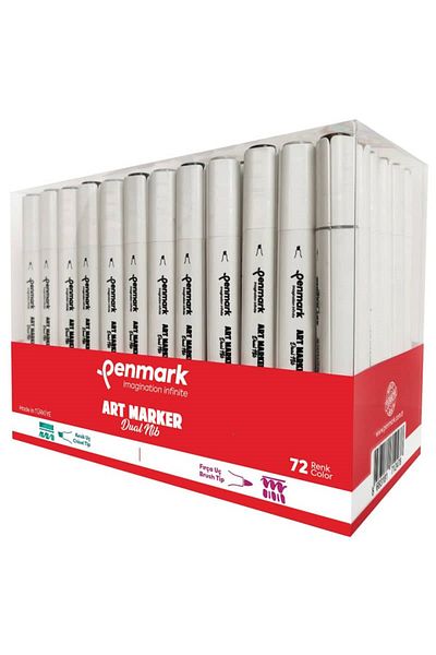 penmark 72 Color Dual Nib Art Marker - Brush and Cut Tip Set (Local Production)