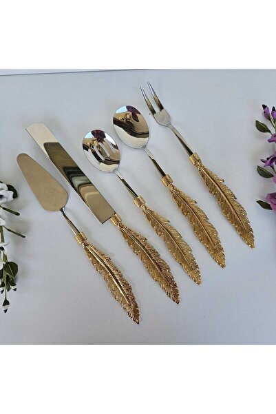 MaviDamla 5 PARÇA SERVİS SETİ TÜY MODEL GOLD