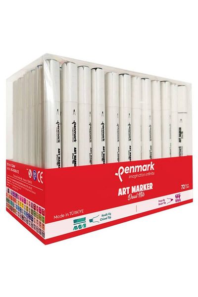 penmark 72 Color Dual Nib Art Marker - Brush and Cut Tip Set (Local Production)