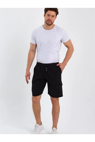 BERNEO Pantaloni scurți unisex din in - talie elastică și buzunare cargo