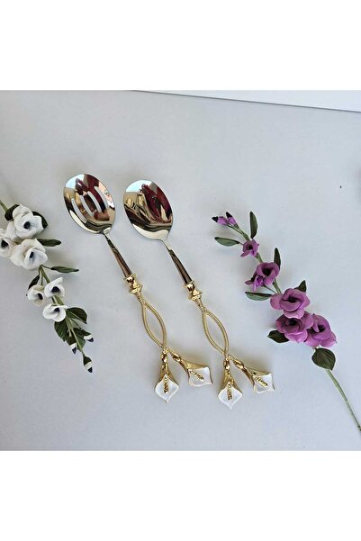 MaviDamla Gold Model Gala Enamel 5 Piece Service Set