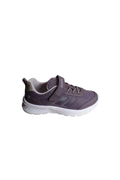 Kinetix White and Purple Double Striped Girls' Sports Shoes