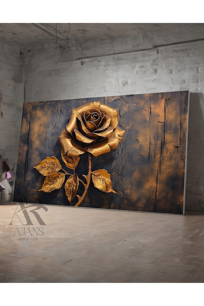 AR AJANS KANVAS TABLO Dizajn ruže smeđe boje, detaljna dekorativna slika na p...