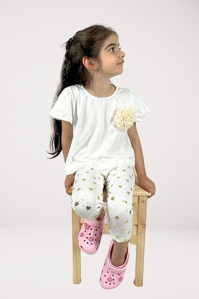 EMYTOF 100% Cotton T-Shirt and Leggings Set for Girls - Age 3-8