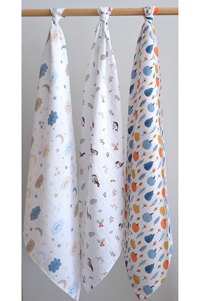 runbaby 3 Pieces 100x120cm 100% Cotton Muslin Cover Set
