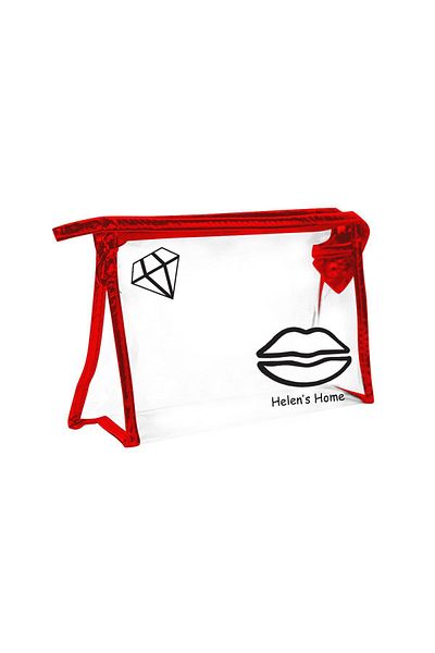 Helen's Home Suitcase Organizer Transparent Cosmetic Bag Red