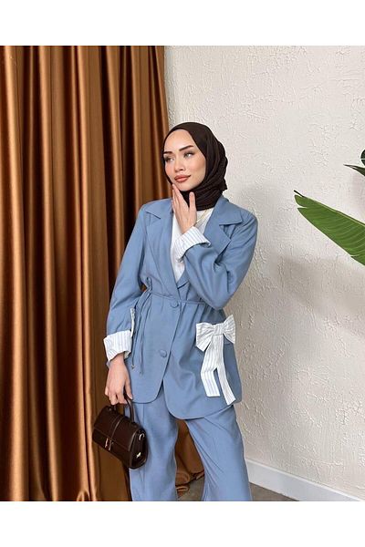 Ahel Tasarım Venetian Suit with Blazer Jacket and Bow Detail