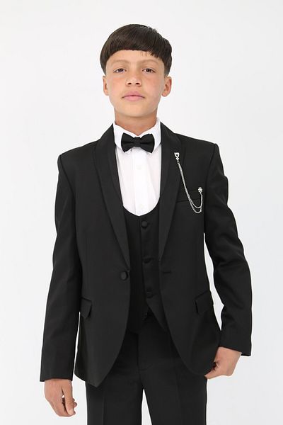 SIRRI Black 5-Piece Stylish Suit for Boys Ages 3-14