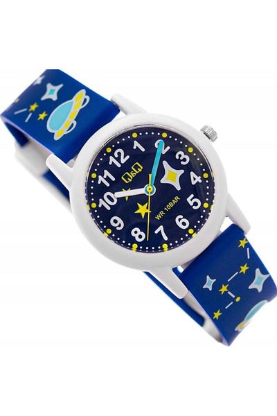 Q&Q V23A-017VY Navy Blue Children's Wristwatch with Silicone Cord - Numbers