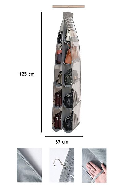 Helen's Home Organizer τσάντας και παπουτσιών με 10 τσέπες Οργάνωση μεγάλου όγκου με διαφανή παράθυρα 125cmx37cm