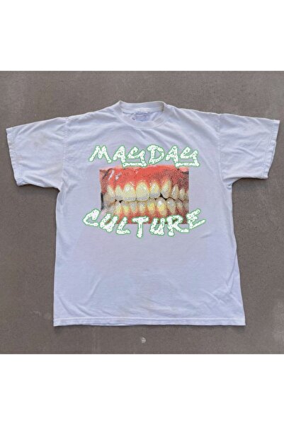 MAYDAY CULTURE Бял унисекс суитшърт с голям размер Dtf щампа