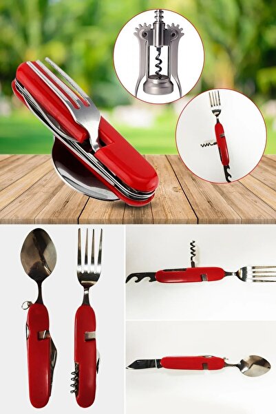 Janva Katlanabilir Kaşık Çatal Bıçak Seti 6 Fonksiyonlu Kumanya Kamp Dağcı İz...