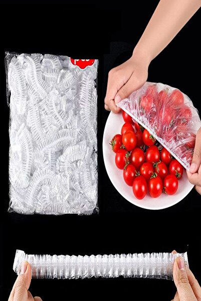 RELATOS 100 Adet Lastikli Tazeliği Koruyan Tencere ve Tabak Bonesi Esnek Stre...