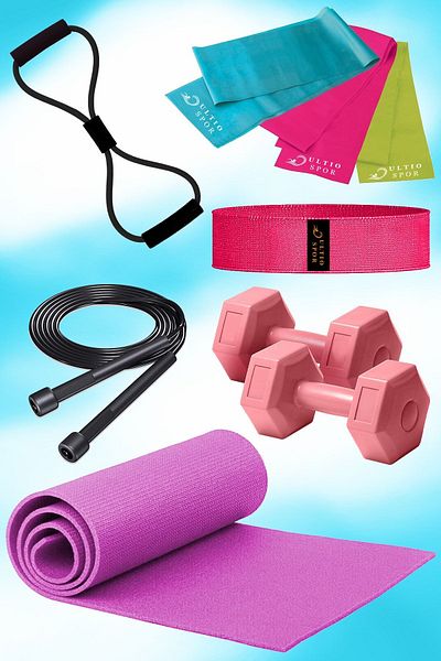 Ultio Spor Pilates Set Pilates Mat Resistance Band Squat Band Dumbbell Jump Rope Butterfly Tire