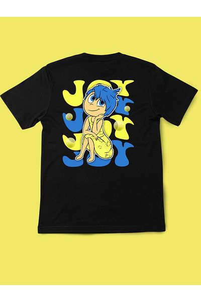 Touz Moda Unisex Μαύρο T-shirt - Αντεστραμμένο πρόσωπο και χαρακτήρες τυπωμένο