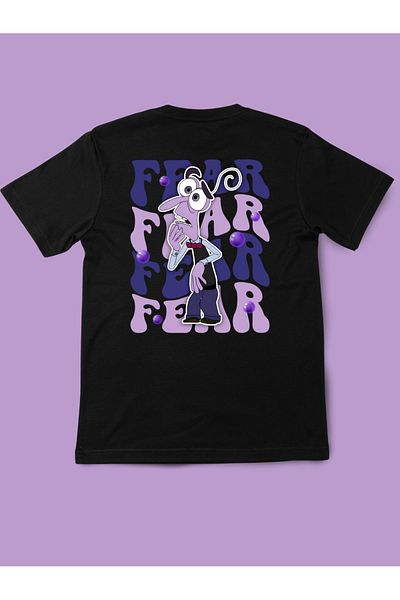 Touz Moda Unisex Μαύρο T-shirt - Αντεστραμμένο πρόσωπο και χαρακτήρες τυπωμένο