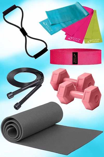 Ultio Spor Σετ Pilates Μαξιλάρι Pilates Λάστιχο Αντίστασης Ζώνη Squat Αλτήρες Σχοινί Άλματος Λάστιχο Πεταλούδα