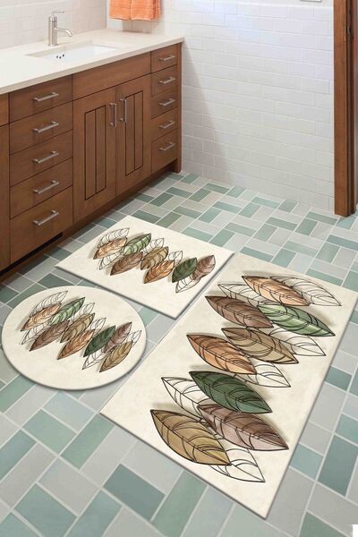 ALAADDİN CARPET Kaymaz Tabanlı Leke Tutmaz Yıkanabilir 3lu (60x100) 2(50x60)b...