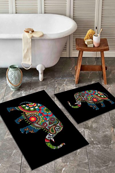 ALAADDİN CARPET Kaymaz Tabanlı Yıkanabilir 2 Li Set 60x100 50x60 Banyo Halısı...