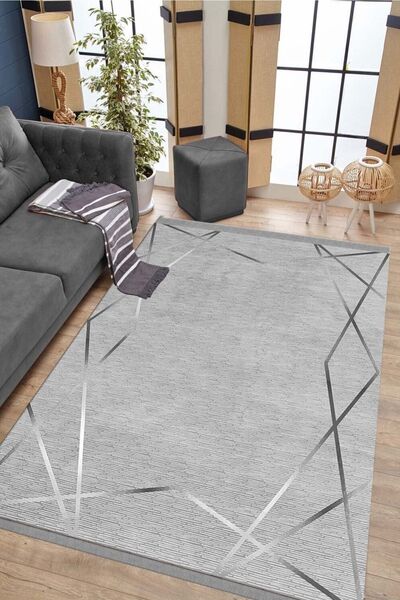 ALAADDİN CARPET Eskitme Desen Dijital Baskı Yıkanabilir Kaymaz Taban Leke Tut...