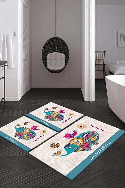 ALAADDİN CARPET Kaymaz Tabanlı Leke Tutmaz Yıkanabilir 3lu (60x100) 2(50x60)b...