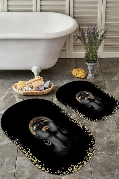 ALAADDİN CARPET Kaymaz Tabanlı Yıkanabilir 2 Li Set 60x100 50x60 Banyo Halısı...