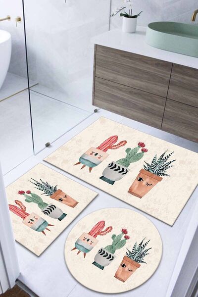 ALAADDİN CARPET Kaymaz Tabanlı Leke Tutmaz Yıkanabilir 3lu (60x100) 2(50x60)b...