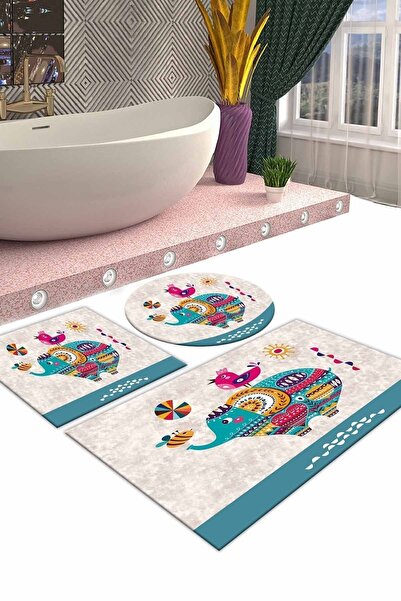 ALAADDİN CARPET Kaymaz Tabanlı Leke Tutmaz Yıkanabilir 3lu (60x100) 2(50x60)b...