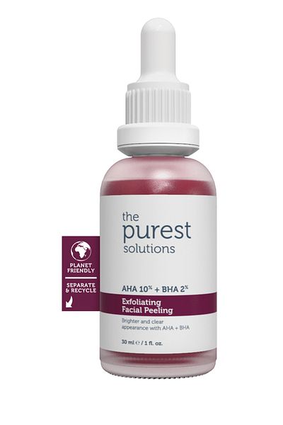 The Purest Solutions 10% Aha 2% Bha Peeling - Fruchtsäurepeeling Gesicht, vegan, 30ml