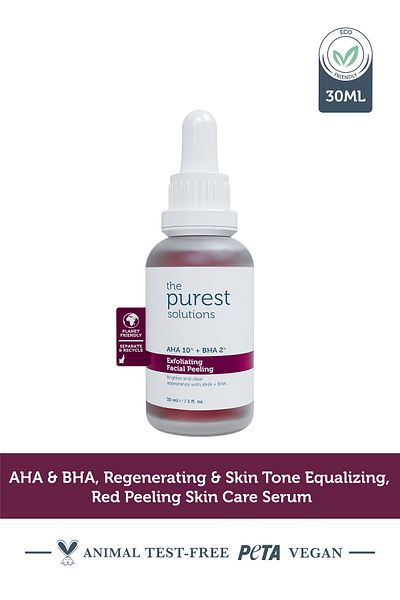 The Purest Solutions 10% Aha 2% Bha Peeling - Fruchtsäurepeeling Gesicht, vegan, 30ml