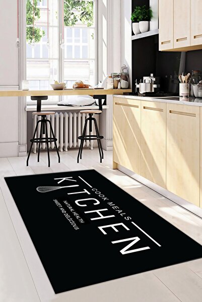 ALAADDİN CARPET Kitchen Dijital Baskı Yıkanabilir Kaymaz Taban Leke Tutmaz Mu...